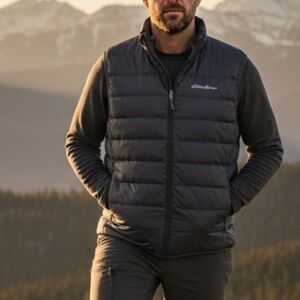 Eddie Bauer Down Puffer Vest Grey Mens size Large